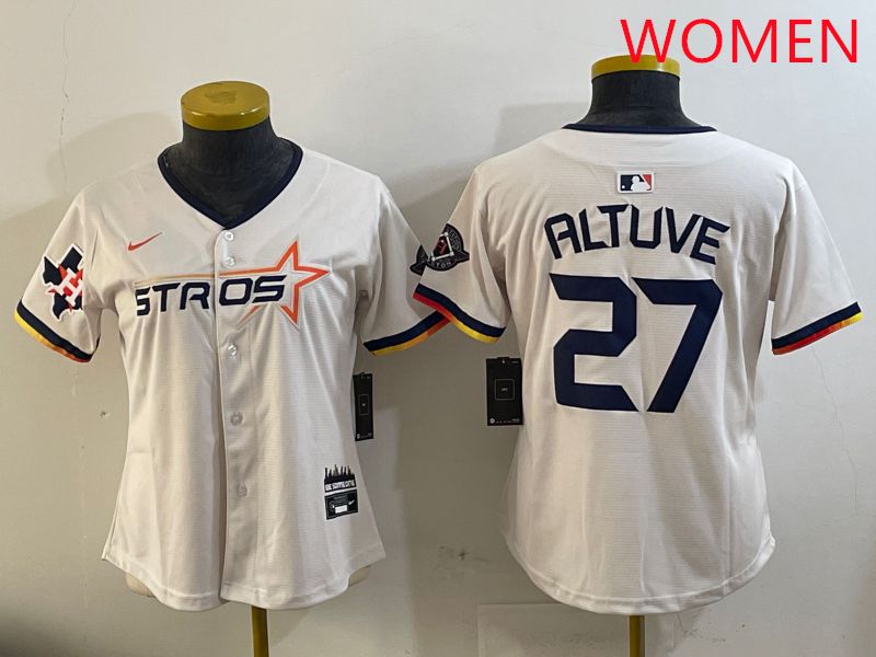 Women Houston Astros #27 Altuve Cream Three generations Joint Name 2025 Nike MLB Jersey style 14